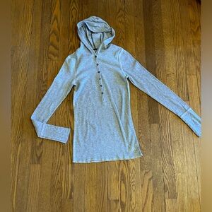 American Eagle women’s Henley hoodie shirt grey large